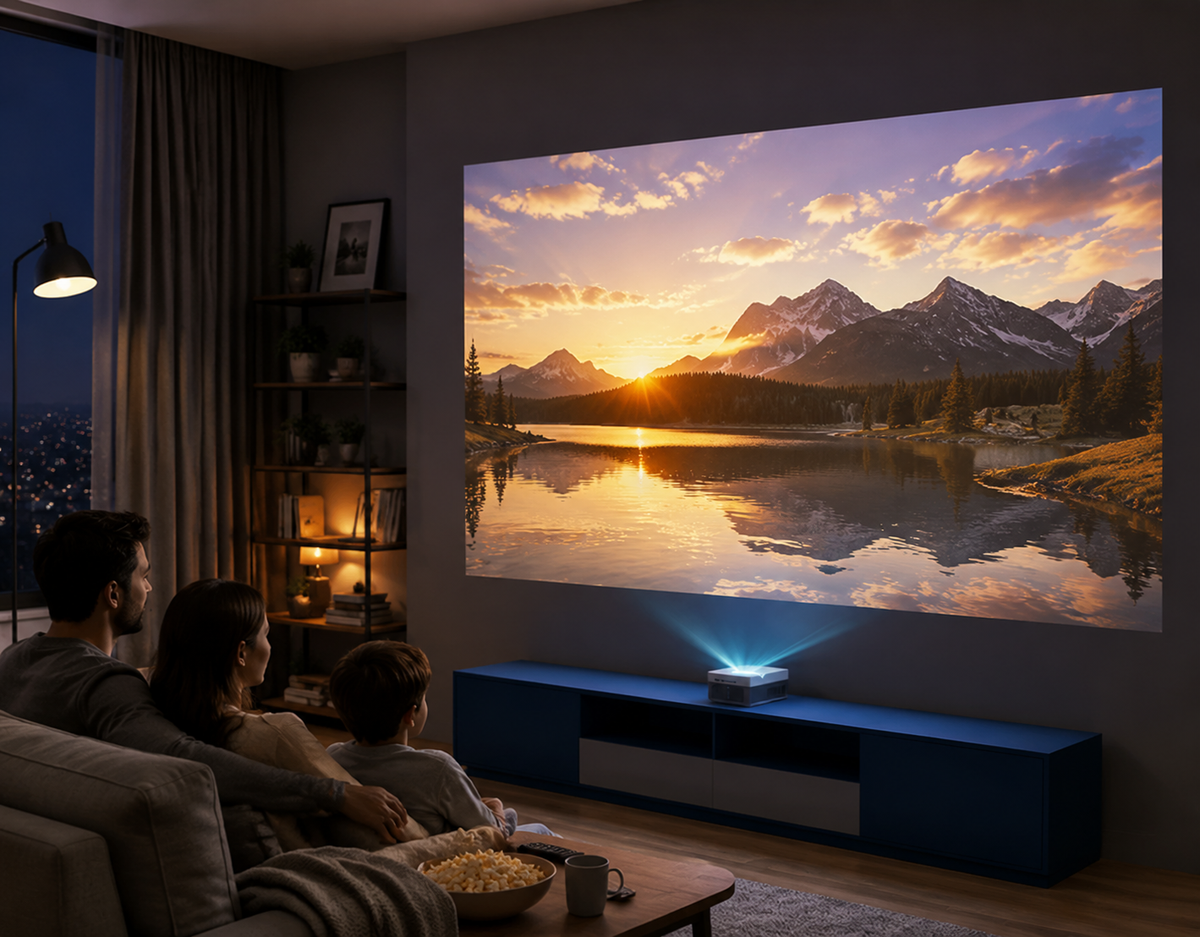 Mini proyector portátil con pantalla táctil, proyector de bolsillo interactivo Full HD con batería integrada, para exterior y negocios, compatible con smartphone y HDMI