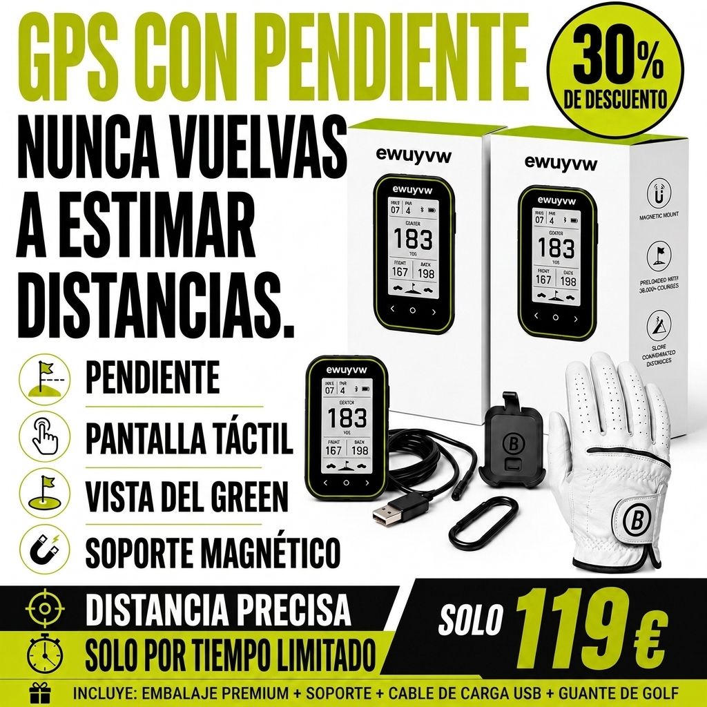 Telémetro GPS para golf con función Slope y soporte con clip