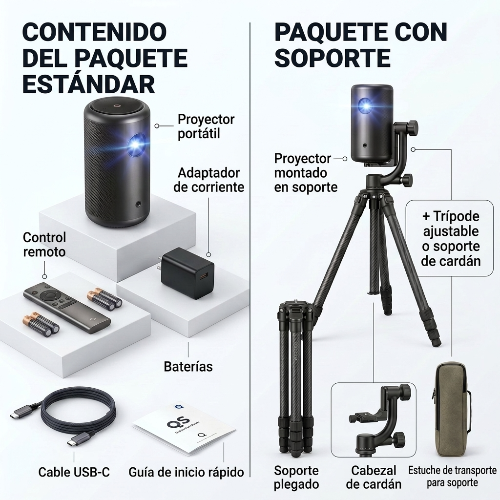 Mini proyector portátil Full HD con batería integrada, Google TV, Chromecast, enfoque automático y HDMI 2.1, ideal para cine en casa, exterior y negocios