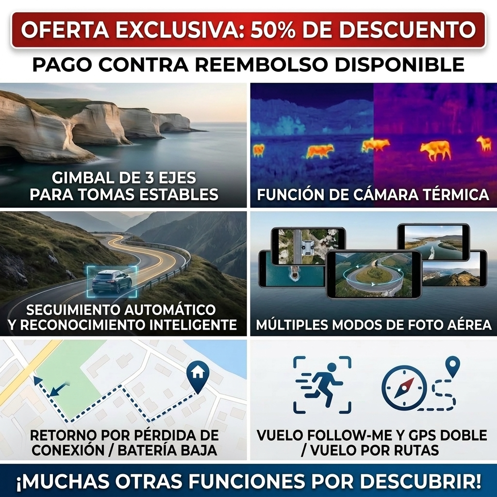 Dron térmico profesional con cámara 4K, infrarrojos y GPS, para caza, seguridad e industria
