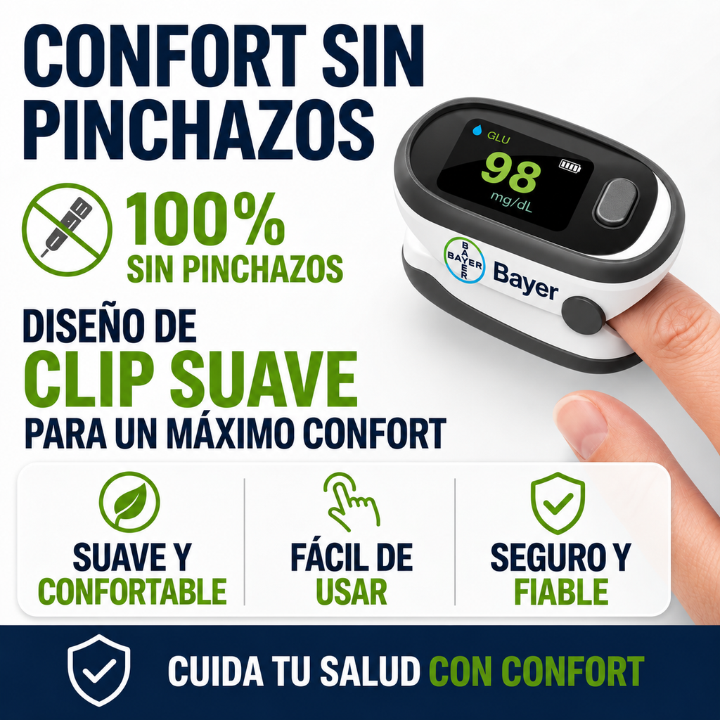 Medidor de glucosa no invasivo L-X1.36 con sensor de clip para dedo
